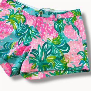 Lilly Pulitzer Callahan Knit Shorts Pineapple Shake Blue Ibiza Women's Size - 6